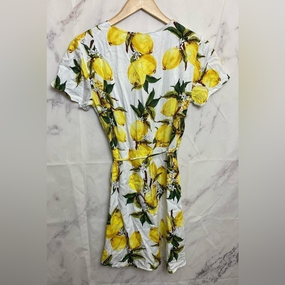 LULU'S A La Tart Lemon Print Wrap Mini Dress - D31 - Picture 6 of 6